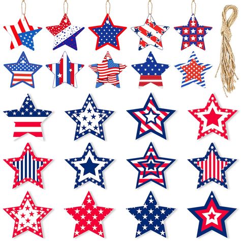 PRICES MAY VARY. 【Package Includes】: you will receive 22 pieces of 4th of July hanging ornaments in 22 different styles, which are enough to satisfy your holiday decorating needs and create a strong festival atmosphere, and you can also share them as gifts with your family or friends. 【Quality Material】: the patriotic hanging decorations are made of quality paper material with with clear and bright printings, not easy to fade, smooth and no burr, easy to carry and store, providing you with a lon Paper Hanging Decorations, 4th Of July Craft, 4th Of July Crafts, Festival Atmosphere, American Holiday, Patriotic Stars, July Crafts, Five Pointed Star, Hanging Decorations