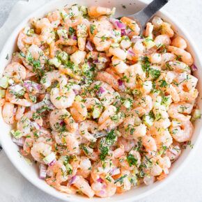 Classic Shrimp Salad Shrimp Salad Recipes Easy, Maryland Shrimp Salad, Salad Shrimp Recipes, Shrimp Salad Without Mayo, Mini Shrimp Recipes, Recipes Using Small Salad Shrimp, Shrimp Roumalade Salad, Costco Shrimp Salad Recipe, Shrimp Salad Recipes Using Cooked Shrimp