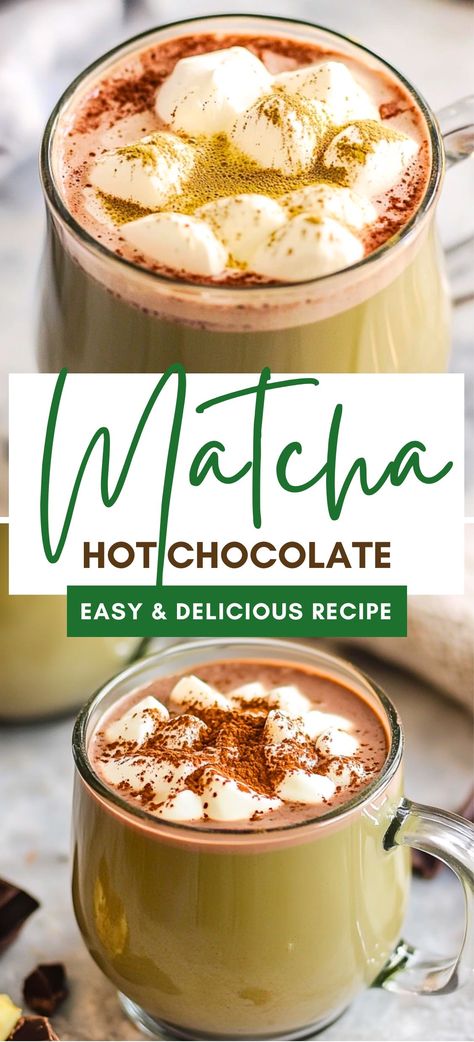 Matcha White Hot Chocolate, Good Matcha Recipes, Matcha Hot Chocolate Recipe, Hot Matcha Recipe, Best Matcha Recipe, Hot Matcha Latte Recipe, Warm Matcha Latte, Warm Drinks For Winter, Chocolate Matcha Latte