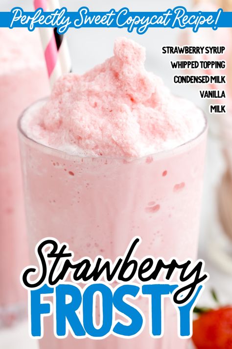 Strawberry Frosty Recipe, Spring Smoothies, Strawberry Frosty, Milkshake Ideas, Wendys Frosty Recipe, Yummy Milkshake Recipes, Milkshake Recipe Easy, Italian Cream Soda, Frosty Recipe