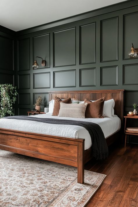 Where to Start When Designing an Earthy Bedroom – Everyday Inspo Olive Green Black And Brown Bedroom, Earth Tone Guest Bedroom, Simple Earthy Bedroom, Green Bedroom Paint, Olive Bedroom, Brown Bed Frame, Earth Tone Bedroom, Olive Green Bedrooms, Simple Dresser