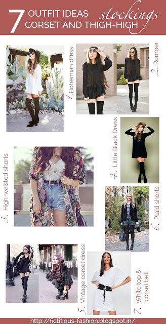 Fictitious Fashion: 7 Hot Outfit Ideas With Corsets Thigh High Stockings: Back to the 90s Thigh High Stocking Outfit Ideas, Stocking Outfit Ideas, Thigh High Stockings Outfit, Busy Mom Outfits, Stocking Outfit, Hot Outfit Ideas, Back To The 90s, Thigh High Stocking, Casual Outfits For Moms