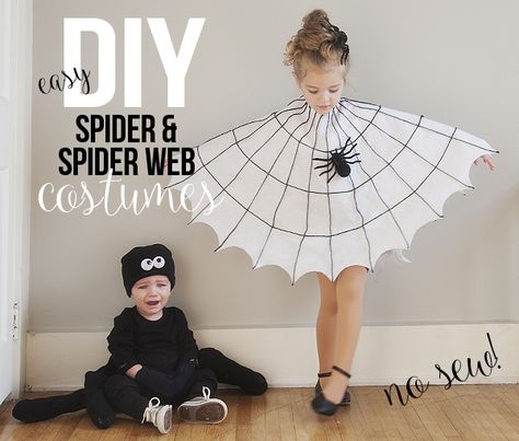 diy spider & spider web costume Diy Spider Costume, Charlotte Web Costume, Spider Web Costume, Sibling Halloween Costumes, Diy Spider, Spider Costume, Book Week Costume, Homemade Costumes, Diy Toddler