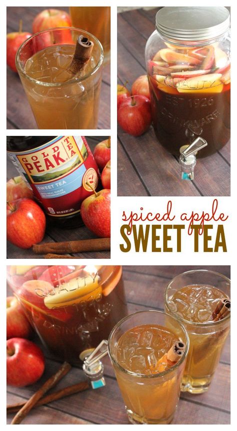 Spice Apple Sweet Tea! This is the BEST Fall Drink Recipe - SOO easy and SOO good! Sweet Tea Recipe, Autumn Tea Party, Flavored Waters, Fall Drink Recipes, Sweet Tea Recipes, Fall Drink, Apple Tea, Fall Recipes Healthy, Tea Ideas