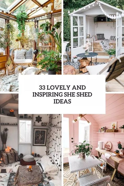 lovely and inspiring she shed ideas She Shed Ideas Interior Small Spaces, She Shed Ideas Woman Cave, Small She Shed Interiors, Inside She Shed Ideas, Modern She Shed, She Shed Office Ideas, Small She Shed, White Plank Walls, She Shed Ideas Interior