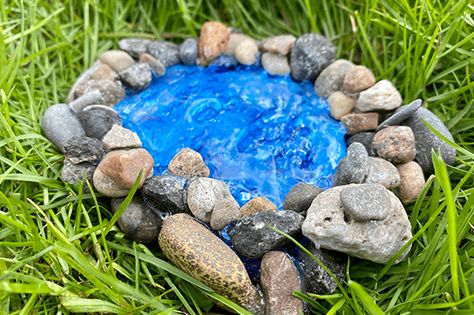 Make Your Own Fairy Garden Pond | A2AC Digital Learning Miniature Pond Diy, Mini Fairy Garden Ideas, Fairy Garden River, Fairy Garden Pond, Fairy Garden Box, Halloween Haunted House Diy, Garden Ideas Homemade, Fairy Pond, Pond Crafts