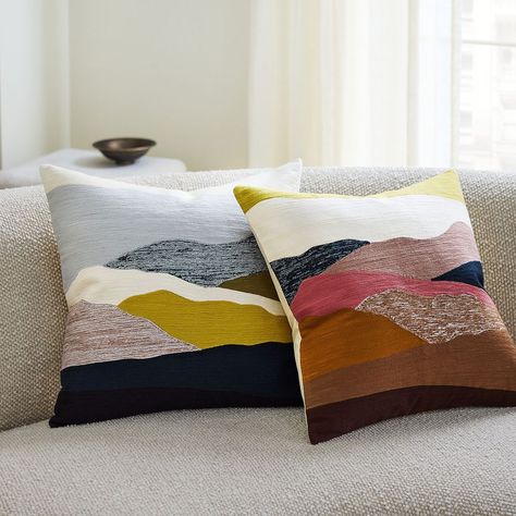 Crewel Landscape Pillow Cover West Elm Pillows, Throw Pillow Collections, Moroccan Wedding Blanket, Textured Throw Pillows, Teen Furniture, Silk Pillow Cover, Fringe Pillows, Wedding Blankets, Modern Throw Pillows