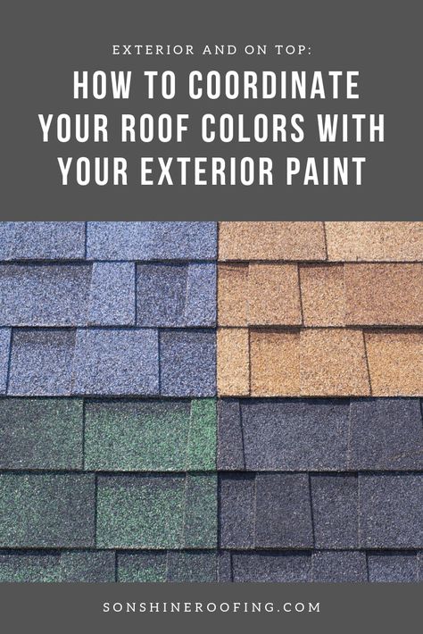 HOW TO COORDINATE YOUR ROOF COLORS WITH YOUR EXTERIOR PAINT Exterior and on Top: How to Coordinate Your Roof Colors with Your Exterior Paint https://www.sonshineroofing.com/coordinate-roof-colors-with-exterior-paint/?utm_campaign=coschedule&utm_source=pinterest&utm_medium=Sonshine%20Roofing%20of%20Sarasota%2C%20Florida&utm_content=Exterior%20and%20on%20Top%3A%20How%20to%20Coordinate%20Your%20Roof%20Colors%20with%20Your%20Exterior%20Paint Exterior Paint Colors For House With Red Roof Colour Schemes, Light Roof Dark House Exterior Colors, Exterior House Colors With Orange Roof, Blue House Roof Color, Houses With Tan Roofs, Roof Colors For Green House, Painted Brick House Exterior Brown Roof, Tan House Roof Colors, Amber Roof Shingles