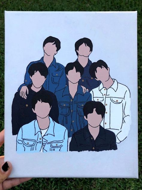 Inspired Drawings, Jacket Silhouette, Bts Songs, Silhouette Painting, Cute Canvas Paintings, Canvas Drawings, Canvas Painting Designs, Kpop Drawings, Cute Canvas