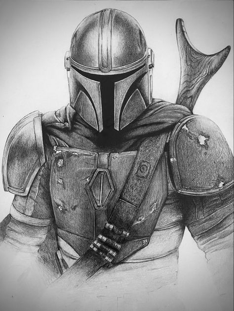 Mandalorian Sketch, Mandalorian Drawing, Star Wars Art Drawings, Cartoon Movie Characters, Star Wars Painting, Abstract Sketches, Star Wars Background, Stippling Art, Star Wars Decor