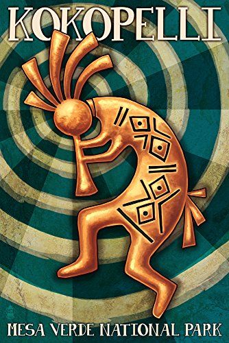 Mesa Verde National Park Colorado  Kokopelli 24x36 Giclee Gallery Print Wall Decor Travel Poster Kokopelli Art, Arte Folk, Mesa Verde National Park, Stock Art, National Park Posters, Boulder Colorado, Spiral Design, Support Artists, Art Ink