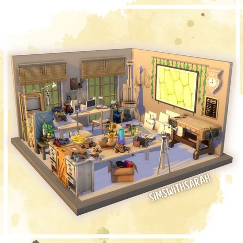 Sims 4 Houses Layout, Sims 4 Speed Build, Sims 4 Studio, Studio Build, Casas The Sims 4, Craft Room Office, Artist House, Sims 4 Build, Painting Studio