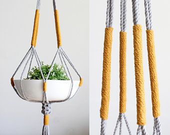 Diy Macrame Wall Hanging, Mustard Plant, Yellow Color Block, Wall Plant Hanger, Macrame Plant Hanger Tutorial, Macrame Plant Hanger Patterns, Macrame Hanging Planter, Macrame Planter, Mustard Yellow Color