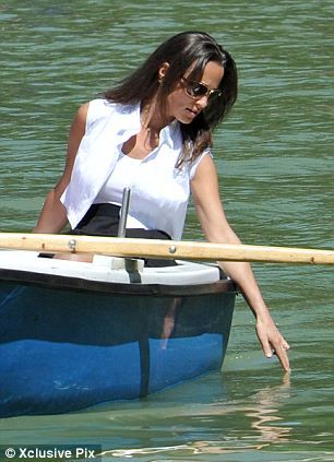 Pippa Middleton's Madrid trip continues with George Percy George Percy, Retiro Park, Kate And Pippa, Middleton Family, Dark Sunglasses, Beige Skirt, Old Flame, Boat Trip, On A Boat