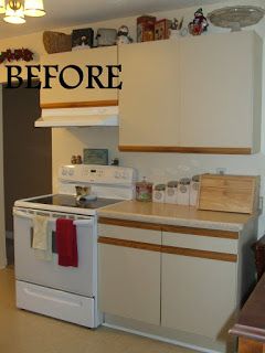 So, my husband and I had a little problem with our kitchen cupboards.  We didn't like them.  They were kinda really ugly, plus a few of the... 1980 Kitchen, Formica Cabinets, Cupboard Makeover, 1980s Kitchen, 80s Kitchen, Redo Kitchen Cabinets, Laminate Kitchen Cabinets, Melamine Cabinets, Redo Cabinets