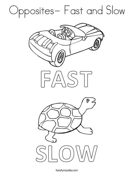 Opposites- Fast and Slow Coloring Page - Twisty Noodle Preschool Opposites, Phonics Rhymes, Opposites For Kids, Opposites Preschool, Opposites Worksheet, Ingles Kids, Preschool Worksheets Free Printables, Free Printable Alphabet Worksheets, English Worksheets For Kindergarten