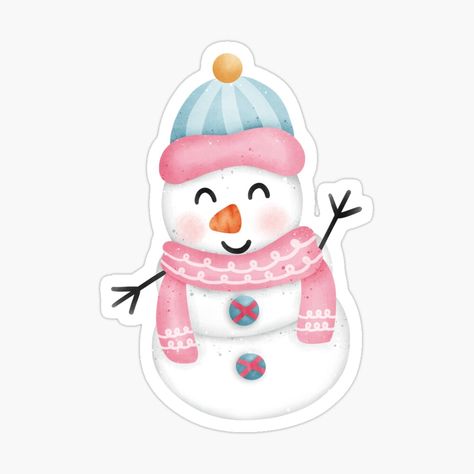 Get my art printed on awesome products. Support me at Redbubble #RBandME: https://www.redbubble.com/i/sticker/Snowman-Christmas-by-adamajd/155201328.JCQM3?asc=u Pink Christmas Stickers, Winter Stickers Printable, Snowman Sticker, Xmas Stickers, Xmas Sticker, Max Steel, Christmas Banner, Christmas Shows, Decorate Notebook