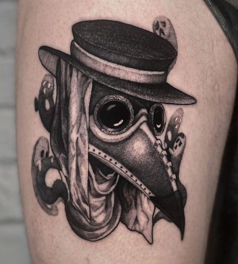 Dr Plague Tattoo, Dr Plague, Plague Doctor Tattoo, Doctor Plague, Doctor Tattoo, White Tattoos, Neotraditional Tattoo, Black White Tattoos, Bottle Tattoo