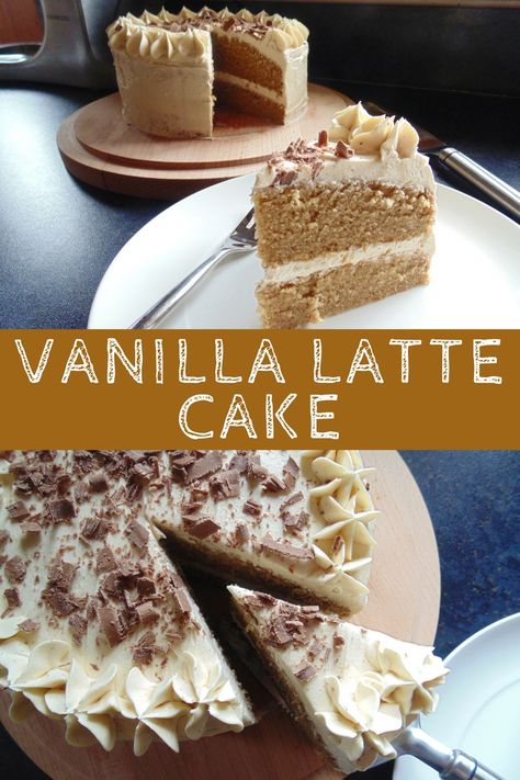 Vanilla Latte Cake, fluffy coffee cake with vanilla coffee buttercream! Latte Cake, Resipi Kek, Coffee Buttercream, Brownie Desserts, Sandwich Cake, Best Cake Recipes, Oreo Dessert, Vanilla Latte, Vanilla Coffee