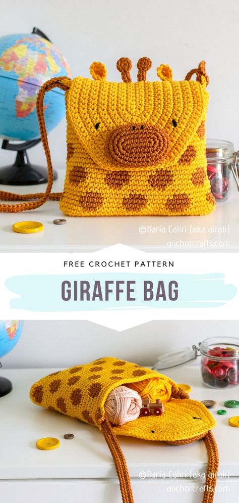 Free Form Crochet, Childrens Purses, Mochila Crochet, Crochet Purse Pattern Free, Giraffe Crochet, Crochet Bag Pattern Free, Pola Amigurumi, Crochet Handbags Patterns, Crochet Purse Patterns