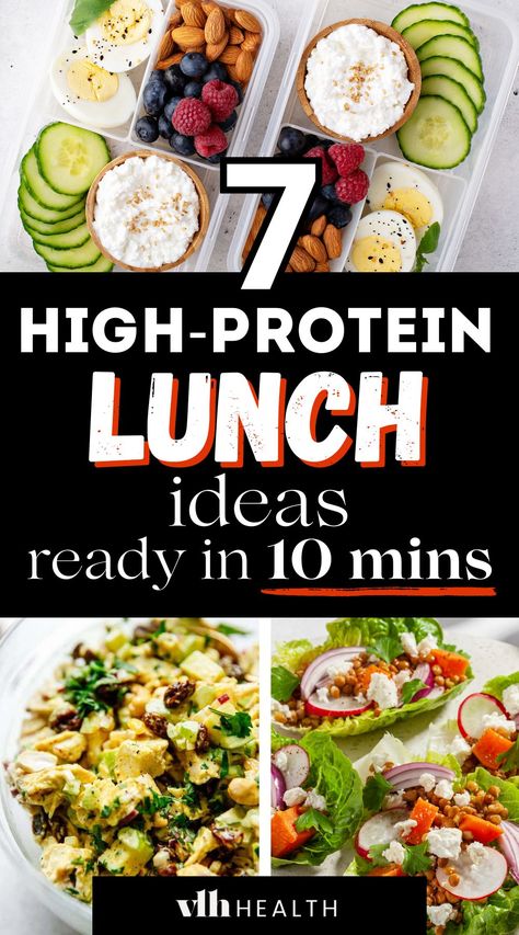 Are you looking for high protein lunch ideas that are healthy and ready in under 10 minutes? Look not further than these 7 tasty recipes! They are super healthy and easy to make. In fact, you won't even need to cook. Make meal prep simple and easy. Simple High Protein Lunch Ideas, Protein Full Lunch, Simple Protein Lunch Ideas, Work Lunch Ideas High Protein, Easy Healthy Lunch On The Go, Lunch Meal Recipes, Quick Easy Lunch Ideas Healthy, High Protein Meals Glp1, Healthy Easy Lunch Ideas At Home