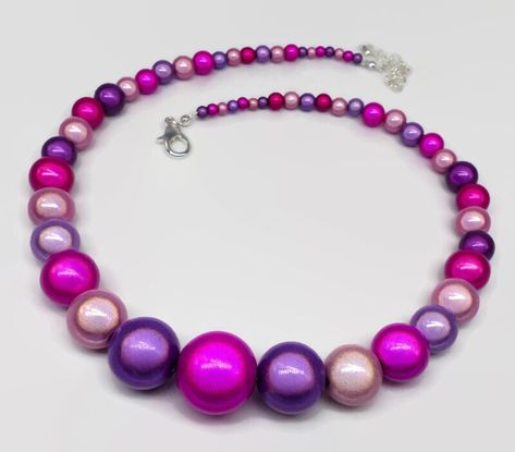 Purple and Pink Beaded Necklace, Graduated Miracle Bead Jewellery Set, Colourful Costume Jewellery Gift for Women, Glowing Necklace by PerlesMagiquesDevon on Etsy Colorful Costume Jewelry, Glowing Necklace, Bead Jewellery, Jewelry Set, Jewelry Sets, Jewelry Gifts, Gifts For Women, Necklace Etsy, Beaded Necklace