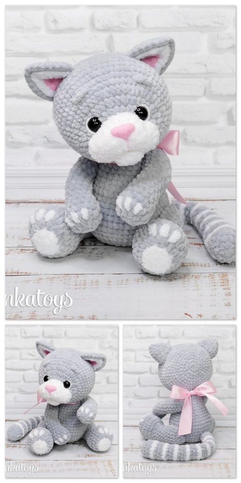 Amigurumi Plush Cat Free Pattern – Amigurumi Kat Haken, Crochet Cat Toys, Crocheted Animals, Crochet Toys Free, Crochet Teddy Bear Pattern, Crochet Strawberry, Crochet Cat Pattern, Money Savers, Scrap Yarn