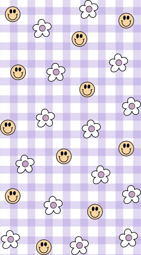 preppy wallpaper, aesthetic wallpaper, preppy wallpaper color, cute wallpaper phone, preppy wallpaper dark, preppy wallpaper phone, preppy wallpaper aesthetic, preppy wallpaper ipad, preppy wallpaper iphone Retro Smiley Face Wallpaper, Preppy Wallpaper Ideas, Wallpaper Design For Phone, Daisy Smiley Face, Free Coloring Pictures, Gingham Background, Lavender Background, Cute Home Screen Wallpaper, Cute Home Screens