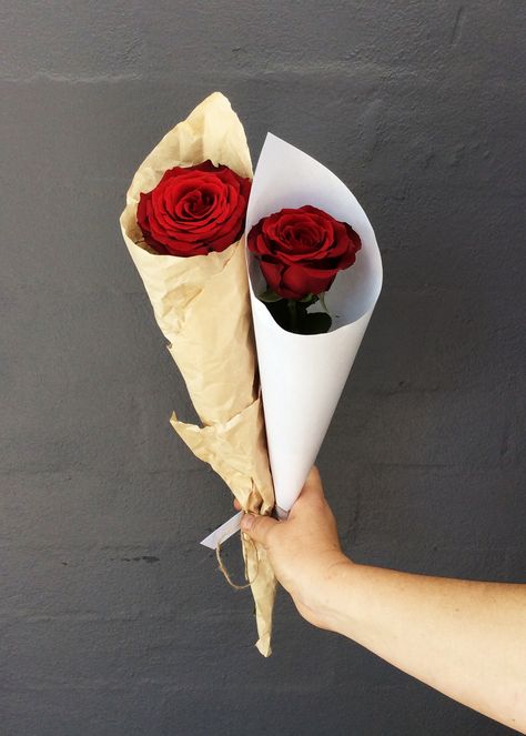 Keep it Simple with a long stemmed red rose, this Valentine's Day, One Stem Bouquet, Simple Rose Bouquet, Nautical Flowers, Single Rose Bouquet, Single Bouquet, Bucket Flower, Team Photoshoot, Beautiful Floral Arrangements, Birthday Flowers Bouquet