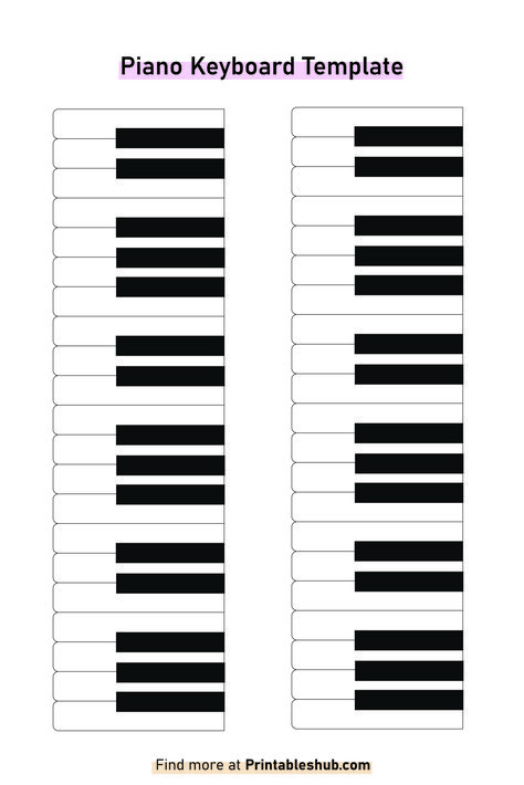 Free Printable Blank Piano Keyboard Templates [PDF Included] | Printables Hub Printable Piano Keyboard, Blank Keyboard Template, Printable Keyboard, Piano Practice Chart, Piano Worksheets, Piano Crafts, Free Piano Lessons, Sheet Music With Letters, Piano Chords Chart