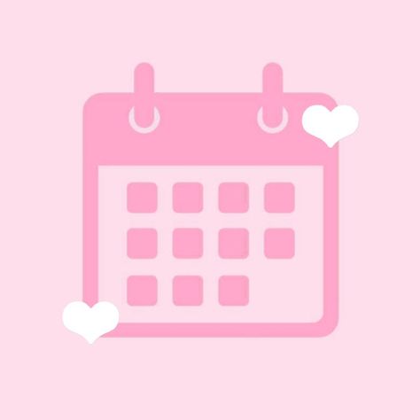 Phone Themes Pink, Aesthetic Icons For Apps Pink Phone, Pink Phone Theme, Calendar Logo, Heart Kawaii, Pink Calendar, Heart App, Kawaii App, Calendar Icon