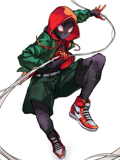 Miles Morales Spiderman Poses, Spider Doodle, Spiderman Poses, Spidersona Ideas, Marvel Cartoons, Superhero Fashion, Miles Morales Spiderman, Spiderman Artwork, Marvel Stuff