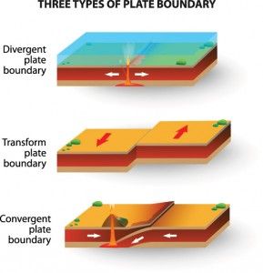 Three types of plate boundaries: Convergent, Transform and Divergent. Divergent Plate Boundary, Convergent Plate Boundary, Convergent Divergent Transform, Types Of Plate Boundaries, Divergent Boundary, Tectonic Plate Boundaries, Seafloor Spreading, Plate Tectonic Theory, Ocean Trench