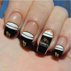 Irish Nail Designs, Beer Nails, Irish Nails, Food Nails, Black Stuff, Beer Collection, Tech Inspiration, Guinness Beer, Beer Party