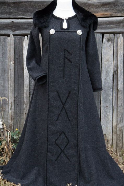 Black Viking Dress, Viking Women Clothing, Forest Costume, Viking Apron, Viking Apron Dress, Viking Embroidery, Celtic Clothing, Pagan Clothing, Fantasy Garb