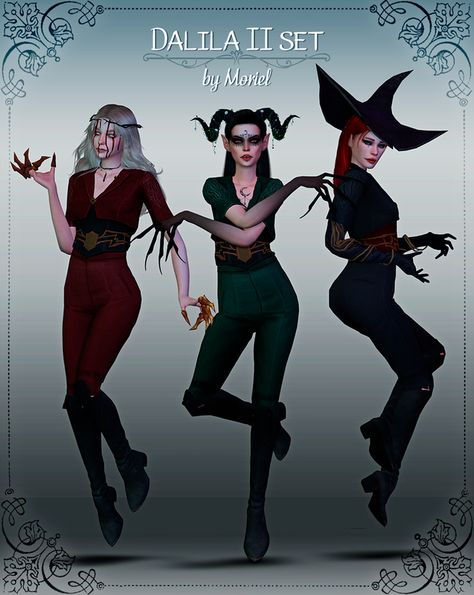 Dalila II set Sims 4 Cc Goth, Los Sims 4 Mods, Sims Medieval, Die Sims 4, Sims Clothes, The Sims 4 Packs, Sims 4 Mm Cc, Sims 4 Game Mods, Sims 4 Body Mods