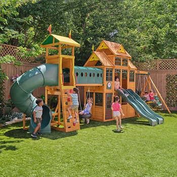 Playground Mulch, Outdoor Chalkboard, Bear Cave, Cafe Window, Wooden Playset, Wooden Swing, Playhouse Outdoor, Playset Outdoor, Wooden Swings