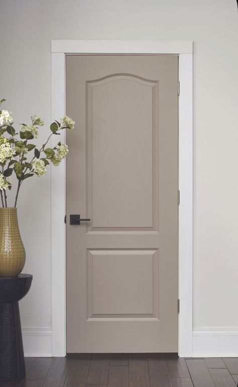 Beige Hallway Doors, Beige Internal Doors, Beige Interior Doors White Trim, Off White Doors Interior, Cream Interior Doors, Neutral Interior Door Colors, White Walls Beige Doors, Brown Painted Door, Taupe Doors Interior