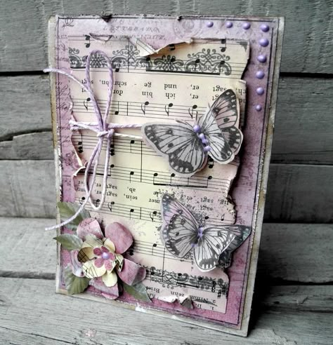 Shabby Chic Cards Handmade, Mixed Media Cards, Shabby Chic Cards, Butterfly Cards, Handmade Books, E Card, Artist Trading Cards, Card Tags, Creative Cards