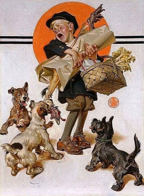 Norman Rockwell Art, Rockwell Paintings, Den Mrtvých, Illustration Kunst, Schnauzer Dogs, Vintage Illustrations, Illustration Vintage, Art Et Illustration, Norman Rockwell