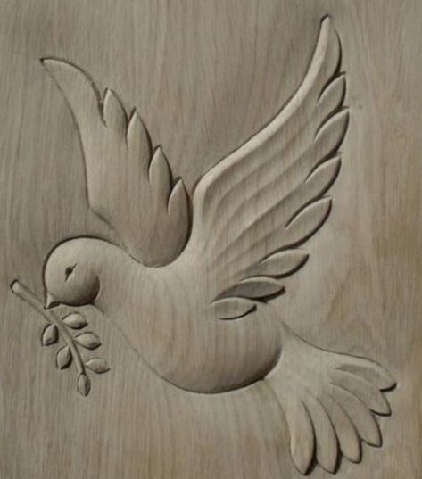 Peace bird Art Sculpture En Bois, Tre Kunst, Whittling Projects, Peace Bird, Simple Wood Carving, Wood Carving For Beginners, Bird Carving, Dremel Wood Carving, Chip Carving