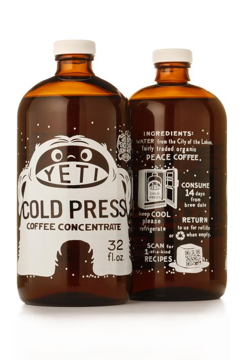 Yeti cold brew coffee packaging Cold Brew Packaging, Peace Coffee, Roasting Coffee, Coffee Brands, Coffee Label, Coffee Liqueur, Bottle Design Packaging, Alcohol Packaging, Coffee Industry