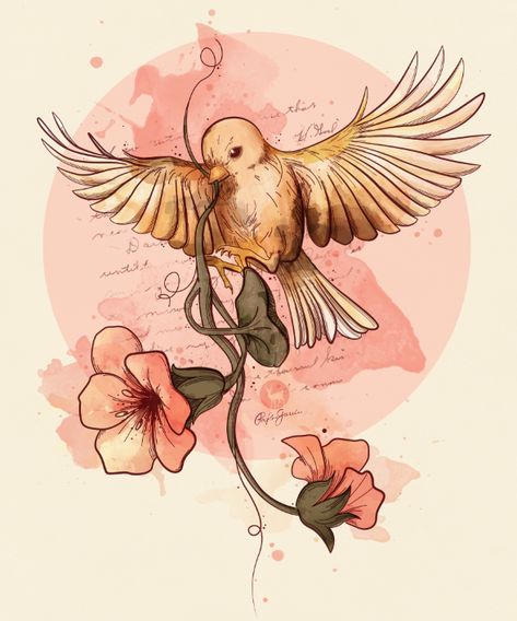 Bird & flowers by Pako garcia, via Behance.  So prettty. Aesthetic Bird, Tattoo For Baby Girl, Tier Tattoo, Petit Tattoo, Bird Sketch, Bird Drawing, Desenho Tattoo, Mom Art, Tableau Art