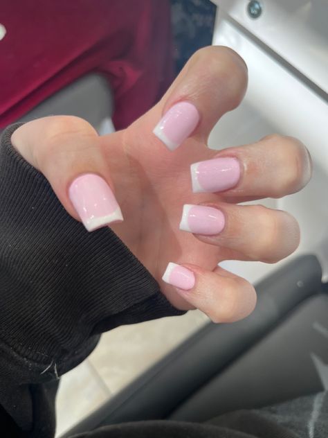 Light Pink Base French Nails, Pale Pink French Tips, White French Tip With Pink Base, Nail Inspo Square French Tip, French Tip Nails Pink Base, French Tip Nails With Pink Base, French Tips Pink Base, Pink Base French Tip Nails, Pink Base French Tip