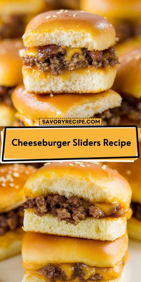 Satisfy your cravings with these cheesy, flavorful cheeseburger sliders! Made with tender ground beef and topped with fresh ingredients, they're perfect for a quick weeknight dinner or a weekend treat. A delightful twist on classic burgers, these sliders are a fantastic choice for any ground beef recipes lover! Easy Cheeseburger Sliders, Ground Beef Sliders, Savory Recipe, Cheeseburger Sliders, Beef Sliders, Slider Recipes, Quick Weeknight Dinners, Cooking Prep, Ultimate Comfort Food