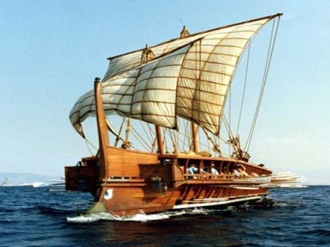 Roman Ships, Warships & Battleships Information For Roman Trireme, Quadrireme, Flagship and Other Fighting Ships | HubPages Navi A Vela, Old Sailing Ships, Empire Romain, Ancient Warfare, Sailing Vessel, Wooden Ship, Tall Ships, Wooden Boats, In The Ocean