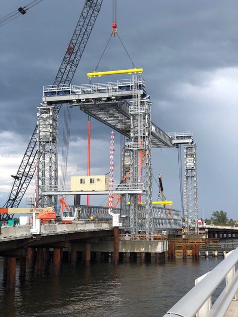 Acrow Bridge Provides Temporary Bridge and Lift Span to Speed Replacement of Bridge that Connects Palm Beach… #heavyequipment #construction George Washington Bridge, George Washington, Bay Bridge, Heavy Equipment, Palm Beach, Environmentally Friendly, Sustainability, Bridge, Building