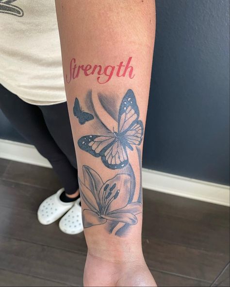 Tattoo Ideas Female Butterfly Arm, Forearm Tattoos For Black Women, Wrist Tattoo Black Women, Medium Tattoos For Black Women, Fast Tattoo Ideas, Medium Sized Tattoos For Women, Dope Tattoos For Women Half Sleeves, Medium Size Tattoos For Women, Pretty Tattoos Black Women