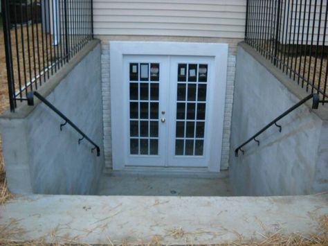 Walkout Basement French Door.Before Walkout Basement Door, Basement Entry, Basement Stairwell, Basement Door, Basement Steps, Exterior Entrance, Basement Entrance, Basement Home Theater, Basement Doors