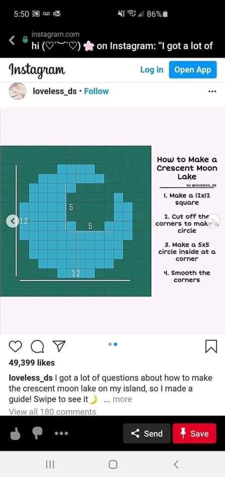 Acnh Pond Shape Guide, Acnh Moon Pond Tutorial, Acnh Pond Guide, Lake Shapes Animal Crossing, Moon Lake Acnh, Acnh Moon Pond, Acnh Fairy Circle, Acnh Lake, Kidcore Island